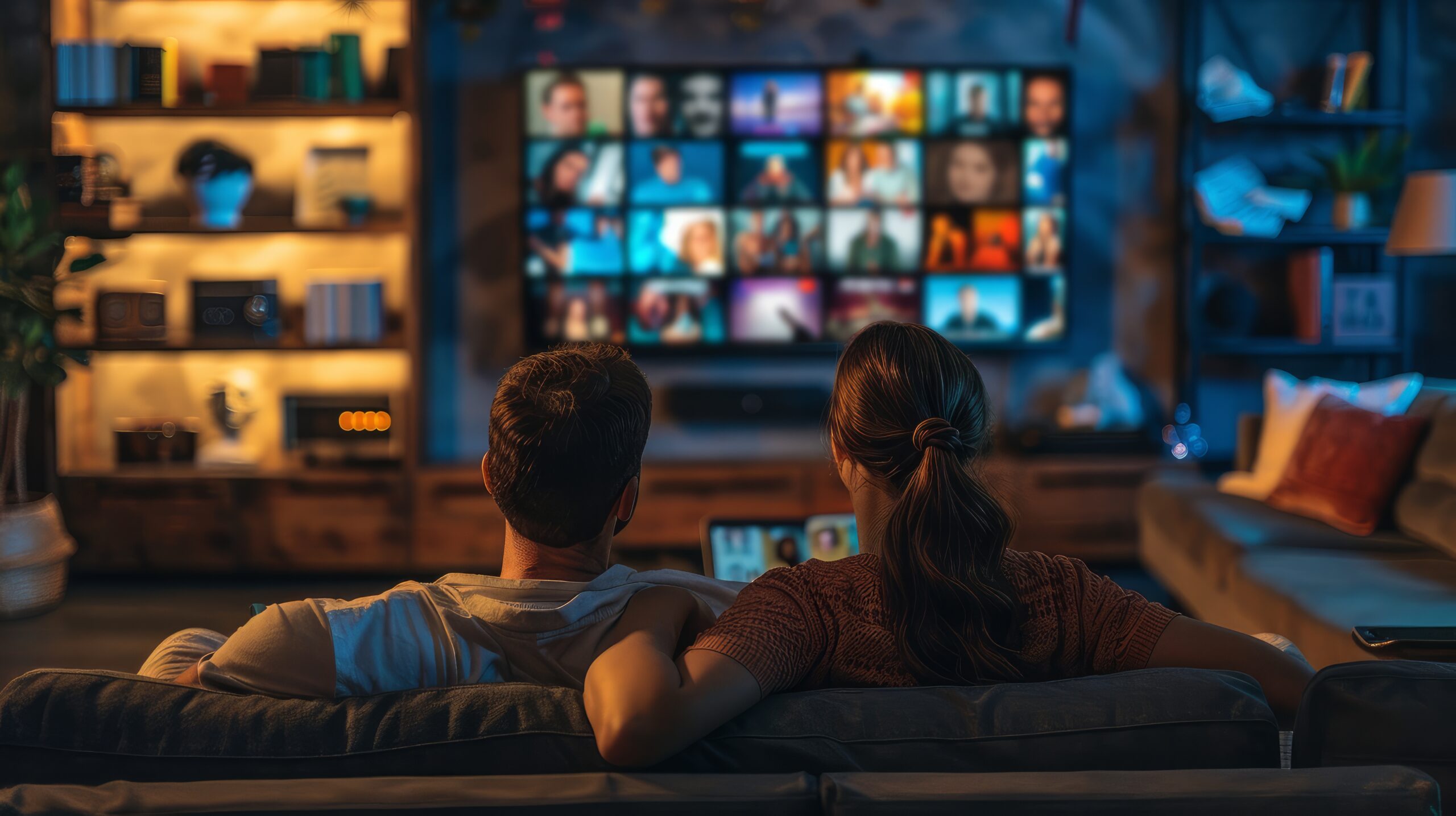 Friends choosing movie to watch on IPTV Canada at home