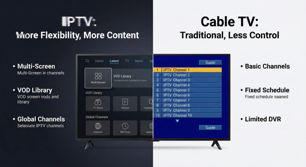 Best IPTV Canada vs cable comparison chart