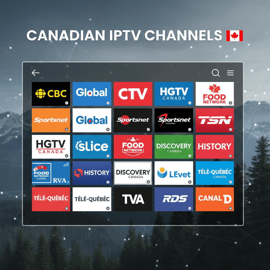 Canadian IPTV channels list 2026 including CBC, CTV, Global, TSN and Sportsnet for live TV without cable