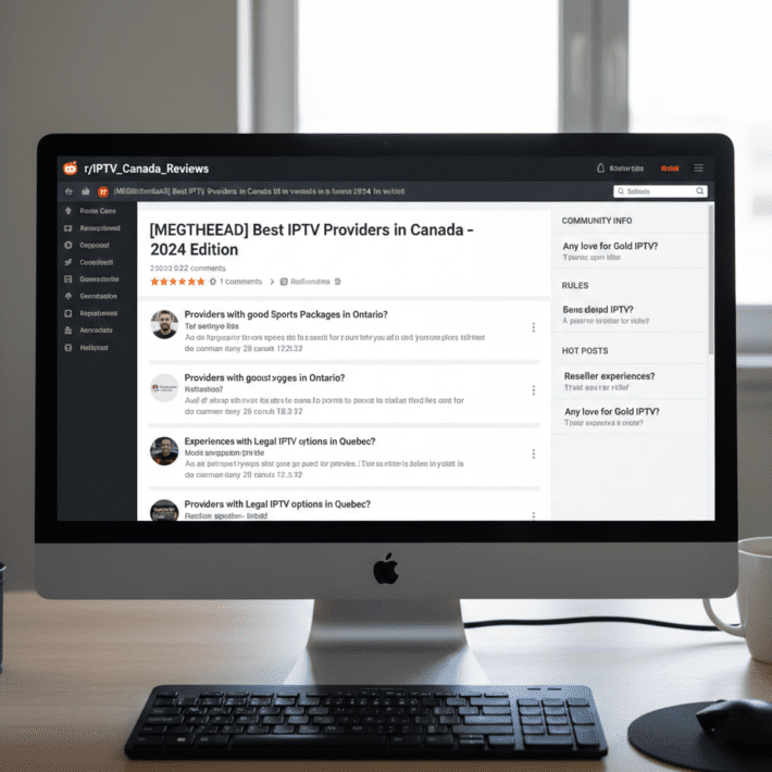 Person researching best IPTV Canada on Reddit 2026