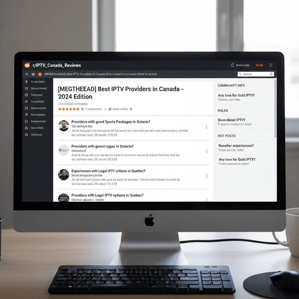Person researching best IPTV Canada on Reddit 2026