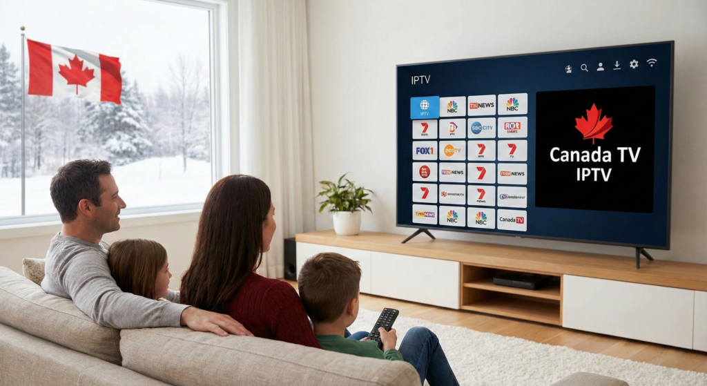 Family watching IPTV on Smart TV in Canada 2026
