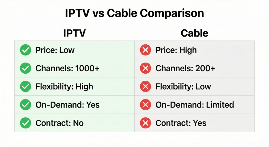 IPTV vs Cable TV comparison Canada 2026