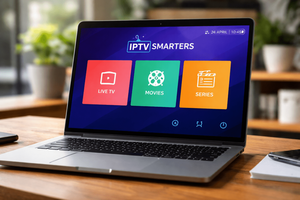 IPTV Smarters Windows Canada setup on a laptop screen
