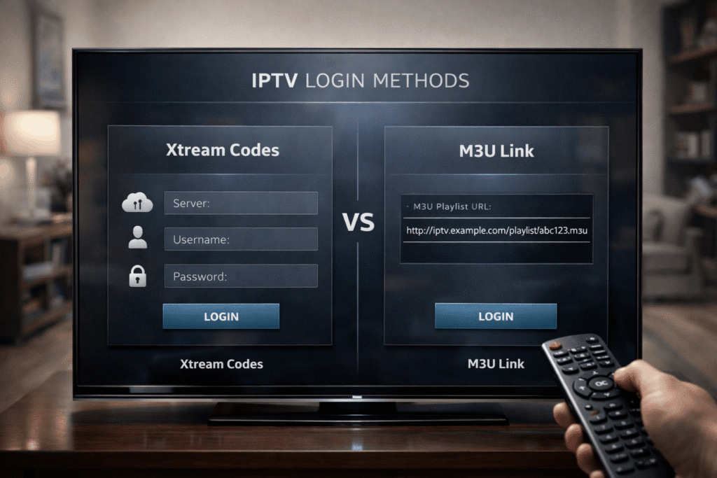 Xtream Codes and M3U comparison for IPTV Smart TV Canada setup